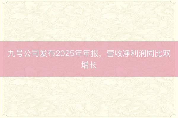 九号公司发布2025年年报，营收净利润同比双增长