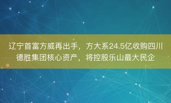 辽宁首富方威再出手，方大系24.5亿收购四川德胜集团核心资产，将控股乐山最大民企