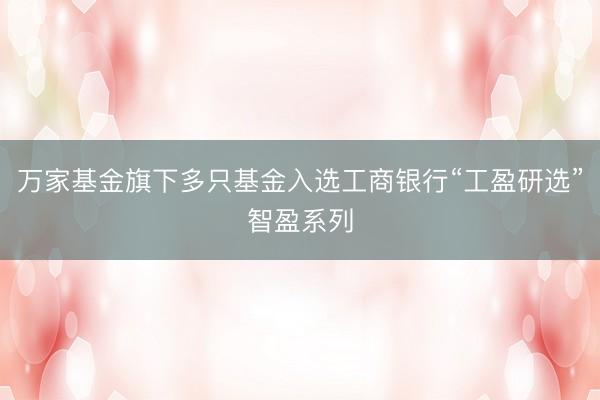 万家基金旗下多只基金入选工商银行“工盈研选”智盈系列