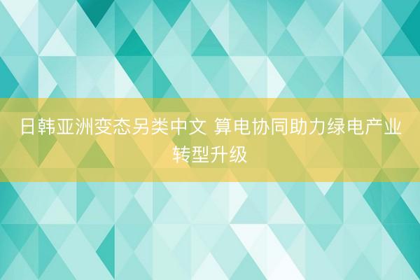 日韩亚洲变态另类中文 算电协同助力绿电产业转型升级