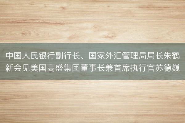 中国人民银行副行长、国家外汇管理局局长朱鹤新会见美国高盛集团董事长兼首席执行官苏德巍