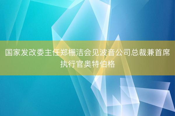 国家发改委主任郑栅洁会见波音公司总裁兼首席执行官奥特伯格