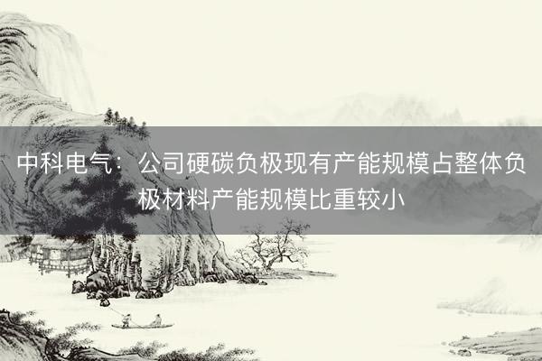 中科电气：公司硬碳负极现有产能规模占整体负极材料产能规模比重较小