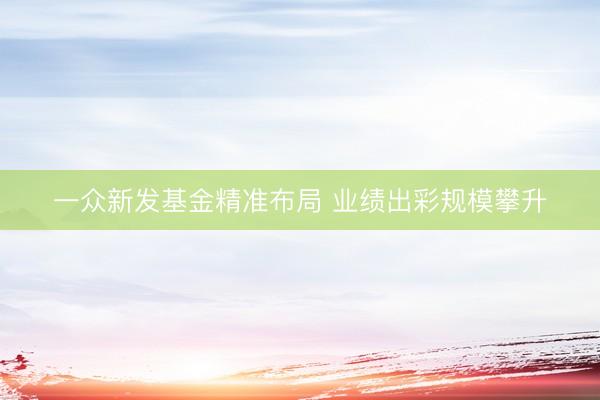 一众新发基金精准布局 业绩出彩规模攀升
