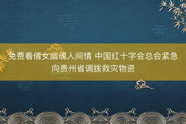 免费看倩女幽魂人间情 中国红十字会总会紧急向贵州省调拨救灾物资