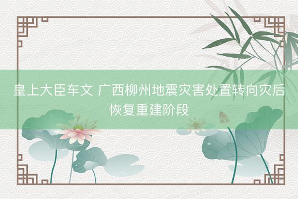 皇上大臣车文 广西柳州地震灾害处置转向灾后恢复重建阶段