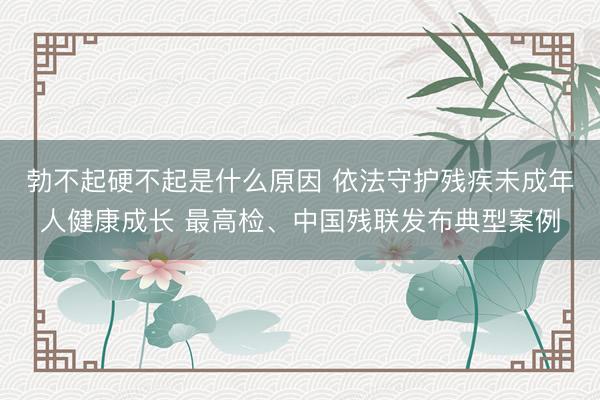 勃不起硬不起是什么原因 依法守护残疾未成年人健康成长 最高检、中国残联发布典型案例