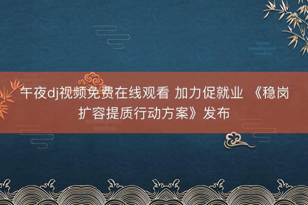 午夜dj视频免费在线观看 加力促就业 《稳岗扩容提质行动方案》发布