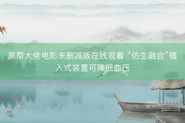 黑帮大佬电影未删减版在线观看 “仿生融合”植入式装置可降低血压