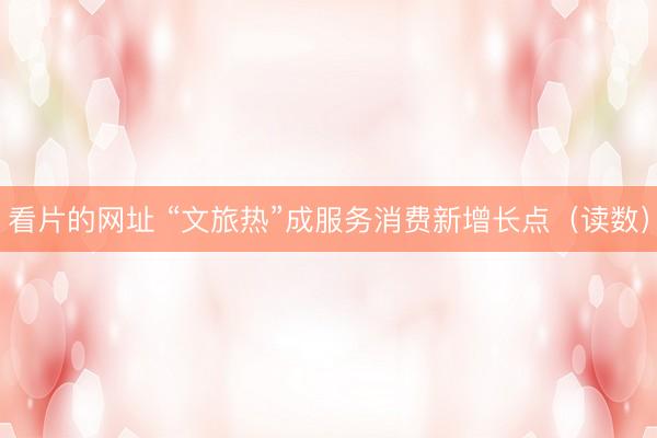 看片的网址 “文旅热”成服务消费新增长点（读数）