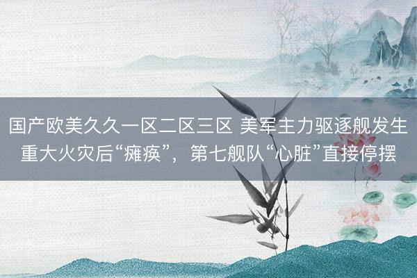 国产欧美久久一区二区三区 美军主力驱逐舰发生重大火灾后“瘫痪”，第七舰队“心脏”直接停摆
