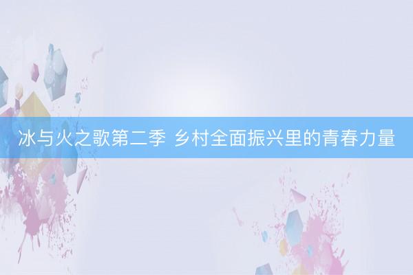 冰与火之歌第二季 乡村全面振兴里的青春力量
