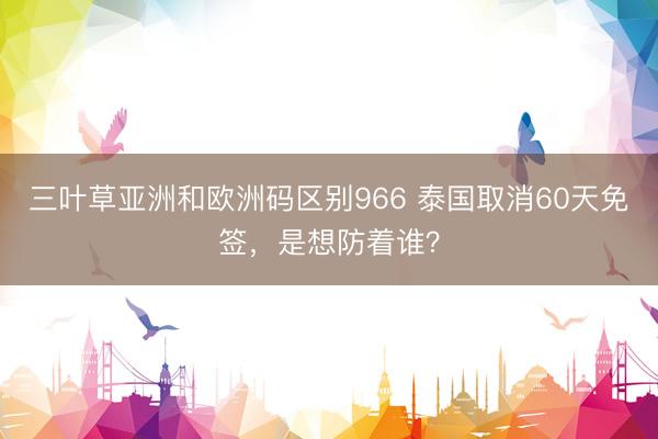 三叶草亚洲和欧洲码区别966 泰国取消60天免签，是想防着谁？