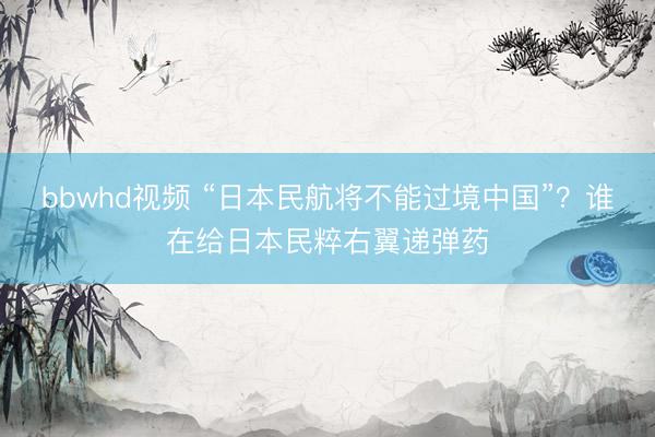 bbwhd视频 “日本民航将不能过境中国”？谁在给日本民粹右翼递弹药