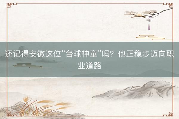 还记得安徽这位“台球神童”吗？他正稳步迈向职业道路