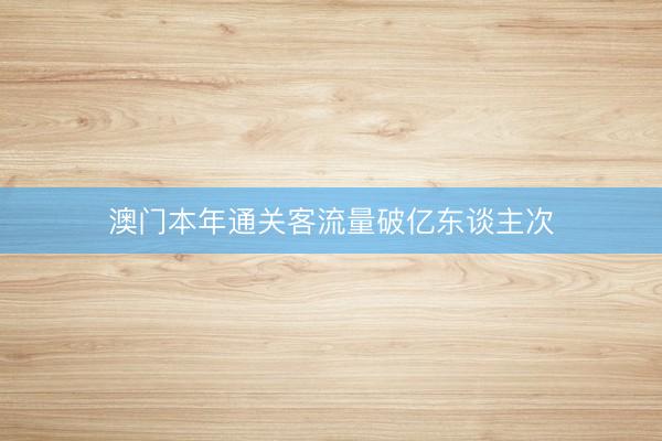 澳门本年通关客流量破亿东谈主次