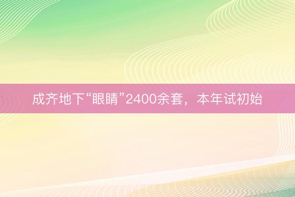 成齐地下“眼睛”2400余套，本年试初始