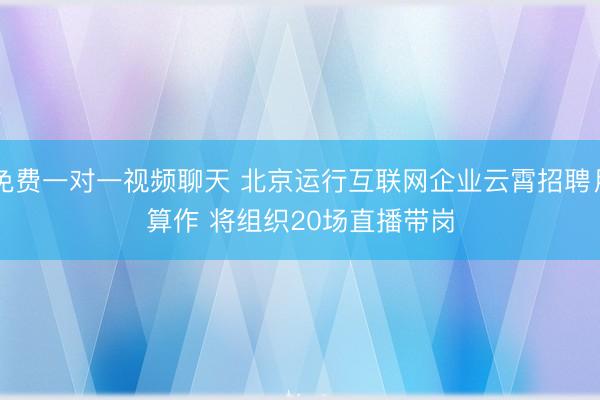 免费一对一视频聊天 北京运行互联网企业云霄招聘月算作 将组织20场直播带岗