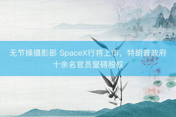 无节操摄影部 SpaceX行将上市，特朗普政府十余名官员窒碍股权