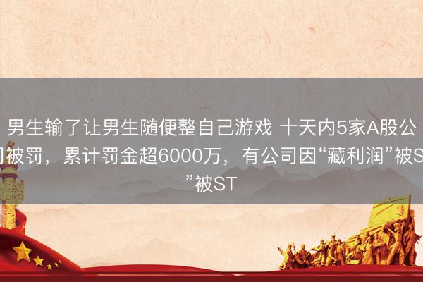 男生输了让男生随便整自己游戏 十天内5家A股公司被罚，累计罚金超6000万，有公司因“藏利润”被ST