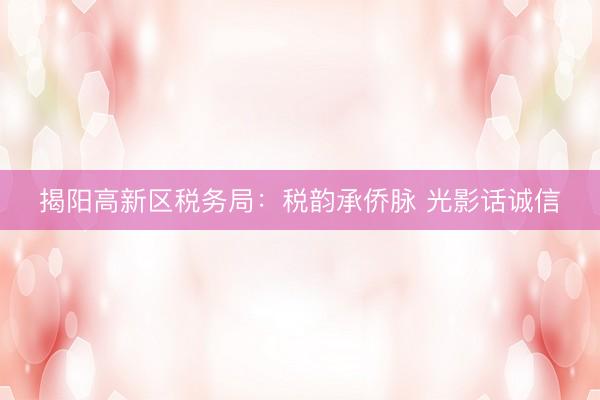 揭阳高新区税务局：税韵承侨脉 光影话诚信