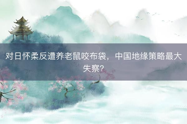 对日怀柔反遭养老鼠咬布袋，中国地缘策略最大失察？