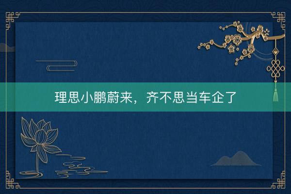 理思小鹏蔚来，齐不思当车企了